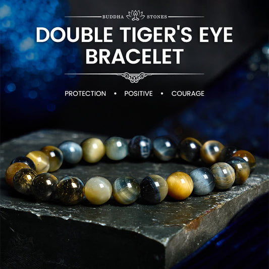 Buddha Stones Gelb Blau Tigerauge Mut Armband 