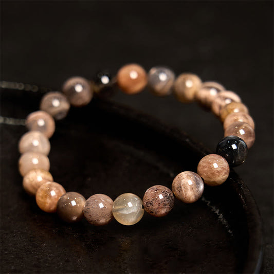 Pulsera relajante de piedra lunar negra y piedra de Buda 