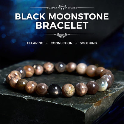 Buddha Stone Schwarzer Mondstein Beruhigendes Armband 