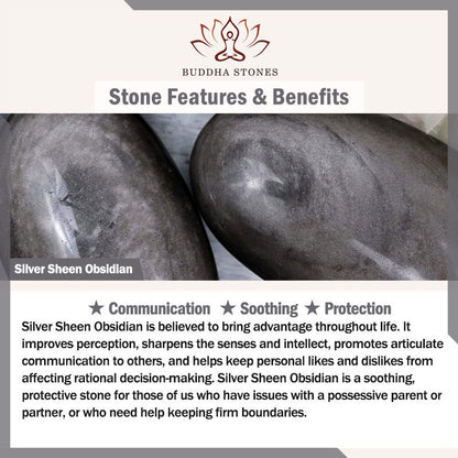Buddha Stones Natürlicher Silberglanz Obsidian Tigerauge Sechs wahre Worte „Om Mani Padme Hum“ Kraftarmband 