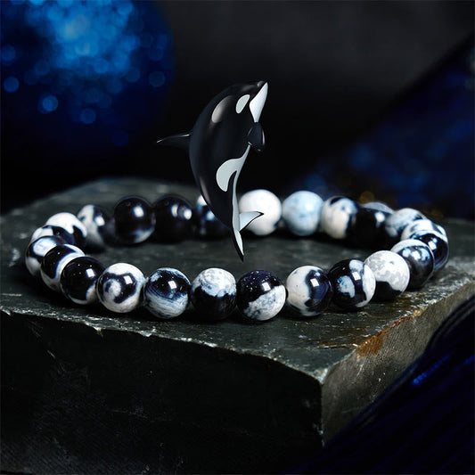Pulsera protectora de ágata orca con piedra de Buda 