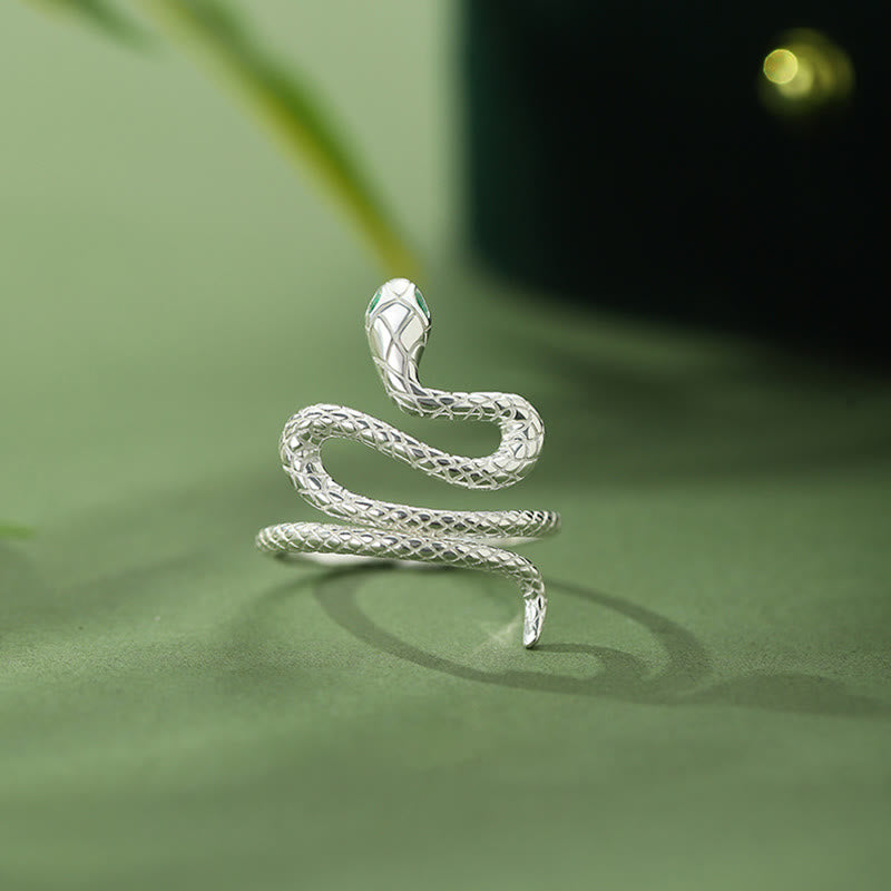 Buddha Stones 925 Sterling Silver Year of the Snake Calm Necklace Pendant Ring Earrings Set - Touch Bling