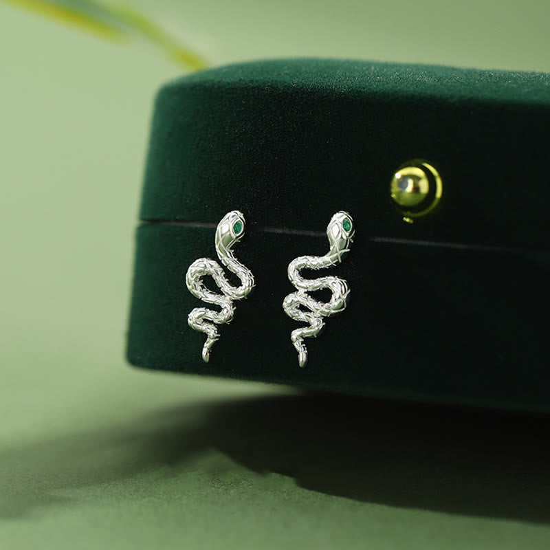Buddha Stones 925 Sterling Silver Year of the Snake Calm Necklace Pendant Ring Earrings Set - Touch Bling