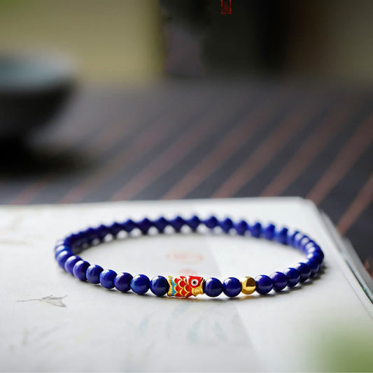 Buddha Stones Lazurite Koi Fisch Positives Armband