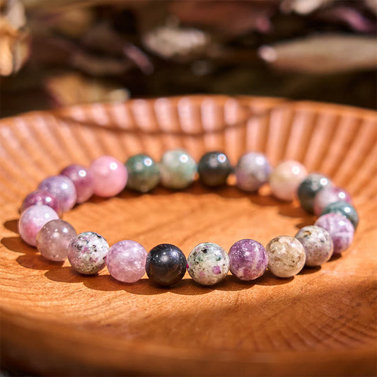 Pulsera positiva de turmalina arcoíris con piedra de Buda