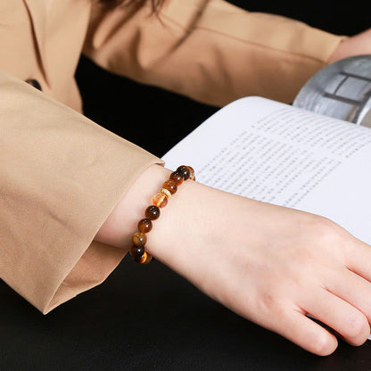 Pulsera de fuerza con cuentas de citrino y ojo de tigre natural de Buddha Stones