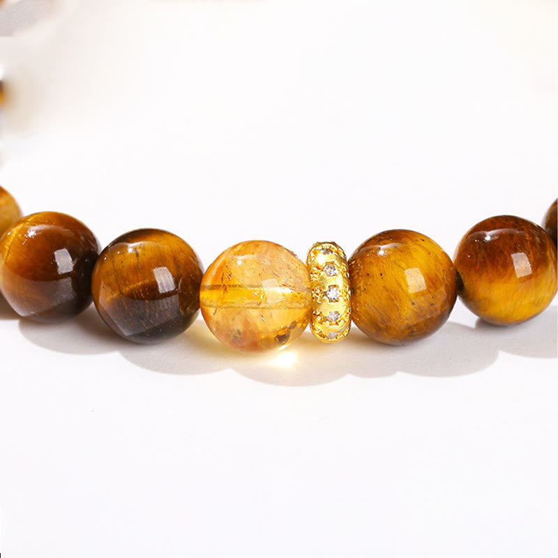 Pulsera de fuerza con cuentas de citrino y ojo de tigre natural de Buddha Stones