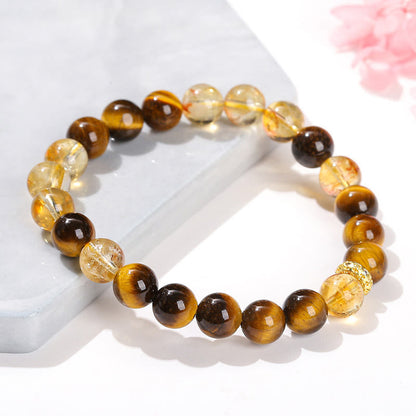 Pulsera de fuerza con cuentas de citrino y ojo de tigre natural de Buddha Stones