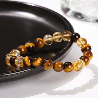Pulsera de fuerza con cuentas de citrino y ojo de tigre natural de Buddha Stones