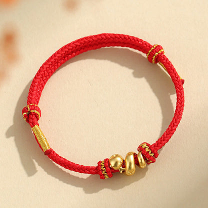 Buddha Stones Handgefertigtes 999 Sterling Silber Goldenes Jahr der Schlange Rote Schnur Schutz Geflochtenes Armband