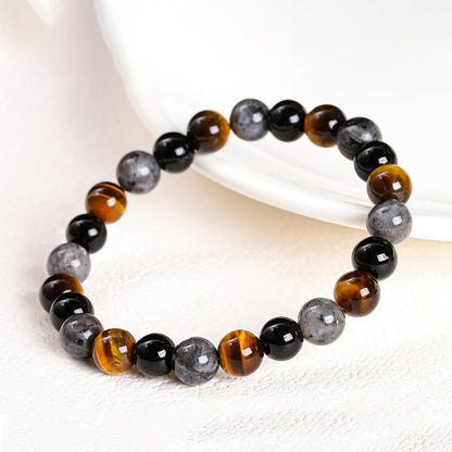 Buddha Stones Tiger Eye Black Glitter Stone Black Glass Beads Snowflake Obsidian Lava Rock Rhodonite Protection Bracelet