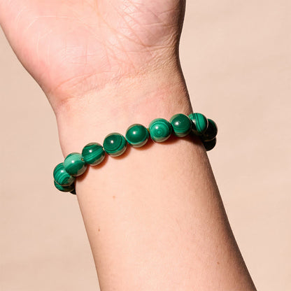 Pulsera de Malaquita Natural con Piedras de Buda para la Protección y la Calma