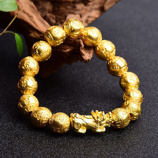 Buddha Stones PiXiu Om Mani Padme Hum Carved Wealth Bracelet