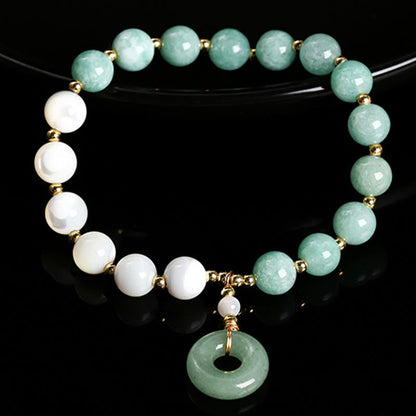 Pulsera de la abundancia con dije de hebilla de paz, caracol, herradura y jade de Buda