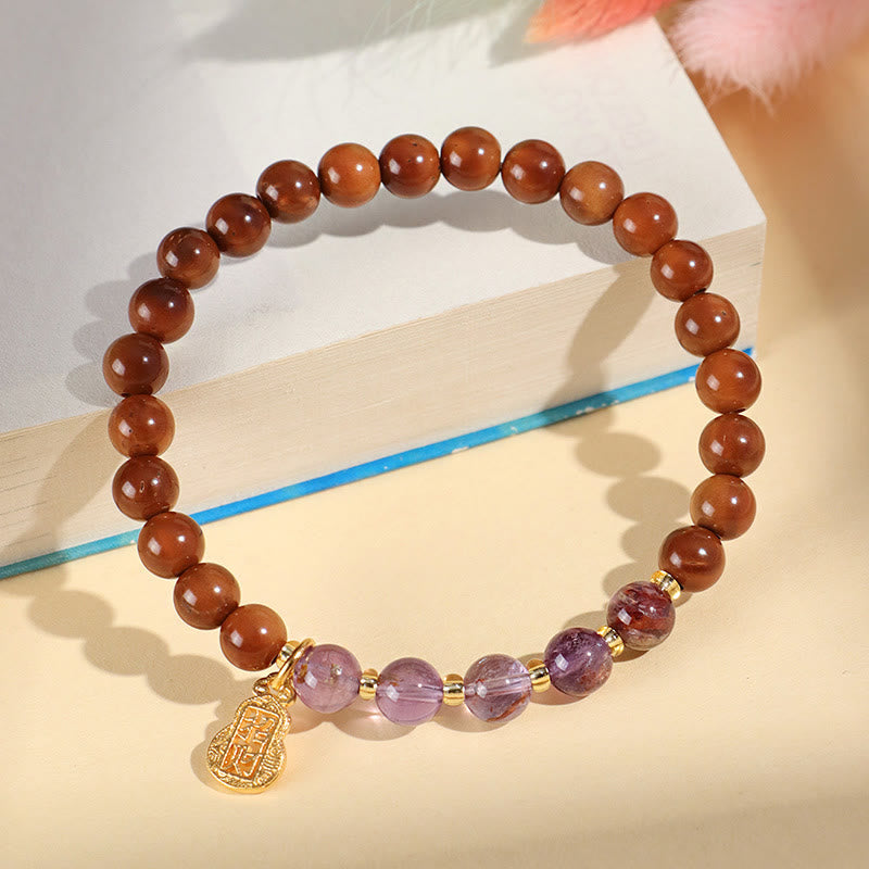Buddha Stones Green Phantom Citrine Rutilated Quartz Super Seven Crystal Confidence Bracelet - Touch Bling