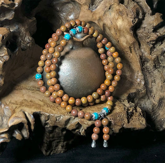 Pulsera curativa de piedra Bian con 108 cuentas de mala de Buda 