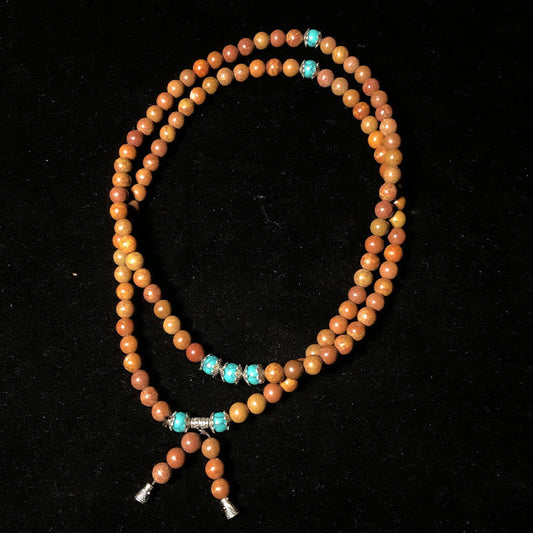 Pulsera curativa de piedra Bian con 108 cuentas de mala de Buda 