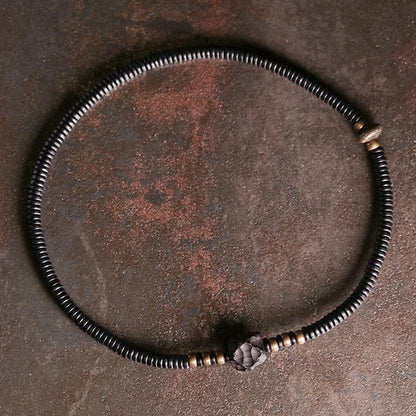 Buddha Stones Ebony Wood Copper Brass Peace Double Wrap Bracelet