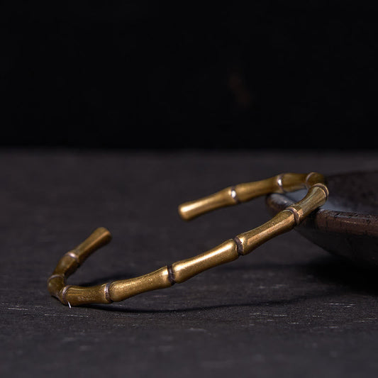 Buddha Steine ​​Bambus Kupfer Messing Glück Stärke Armband Armreif