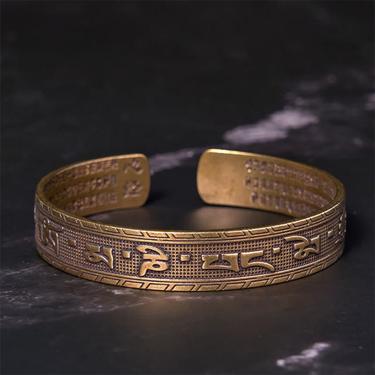 Buddha-Steine ​​Sechs wahre Worte 'om Mani Padme Hum' Herz Sutra Kupfer Messing Glück Weisheit Armband Armreif