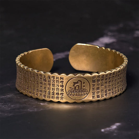 Buddha Steine ​​Großes Mitgefühl Mantra Kupfer Messing Glück Selbstpflege Armband Armreif