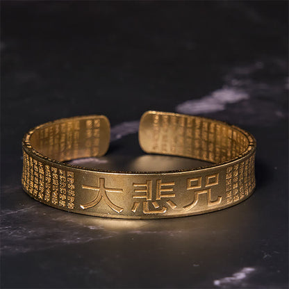 Buddha Stones Great Compassion Mantra Copper Brass Luck Power Bracelet Bangle