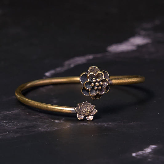 Buddha Stones Pfirsichblüte Kupfer Messing Heilung Armband Armreif