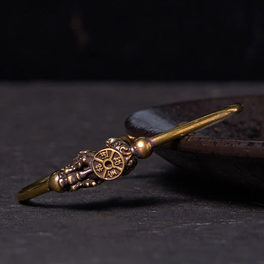 Buddha Steine ​​Pi Xiu Durchführung Kompass Fu Charakter Kupfer Messing Glück Reichtum Armband Armreif