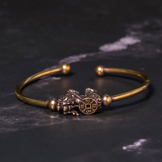 Buddha Steine ​​Pi Xiu Durchführung Kompass Fu Charakter Kupfer Messing Glück Reichtum Armband Armreif