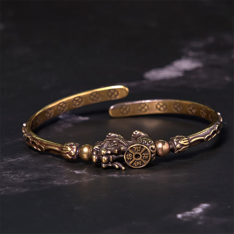 Buddha Steine ​​Pi Xiu Tragen Münze Barren Kupfer Messing Glück Reichtum Armband Armreif