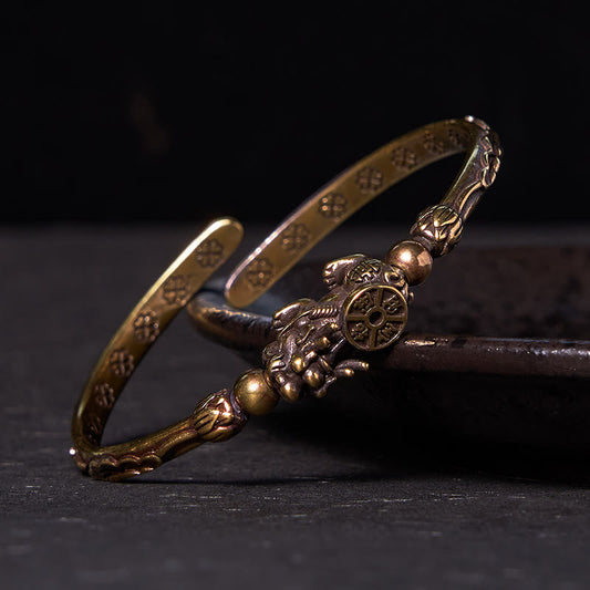 Buddha Steine ​​Pi Xiu Tragen Münze Barren Kupfer Messing Glück Reichtum Armband Armreif