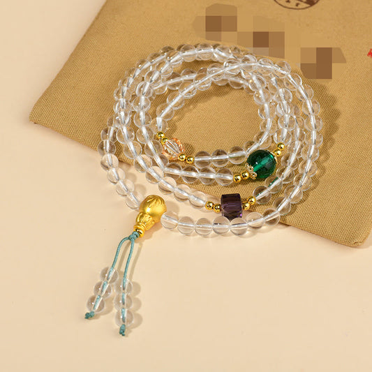 Pulsera de cristal blanco con 108 cuentas de mala Buddha Stones 