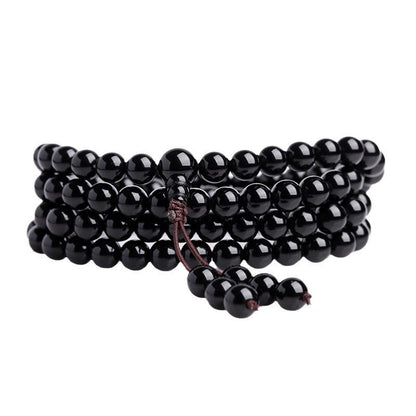 Buddha Stones 108 Mala Perlen Schwarzer Obsidian Eis Obsidian Erfüllungsarmband 