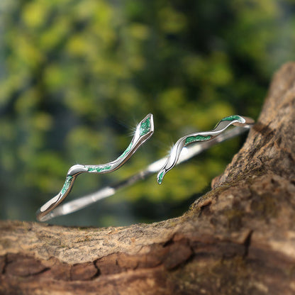Pulsera brazalete con piedras de Buda en plata de ley 925, con esmalte de serpiente verde, artesanal, con el Año de la Serpiente y la calma. 