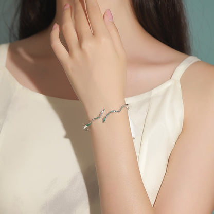 Pulsera brazalete con piedras de Buda en plata de ley 925, con esmalte de serpiente verde, artesanal, con el Año de la Serpiente y la calma. 
