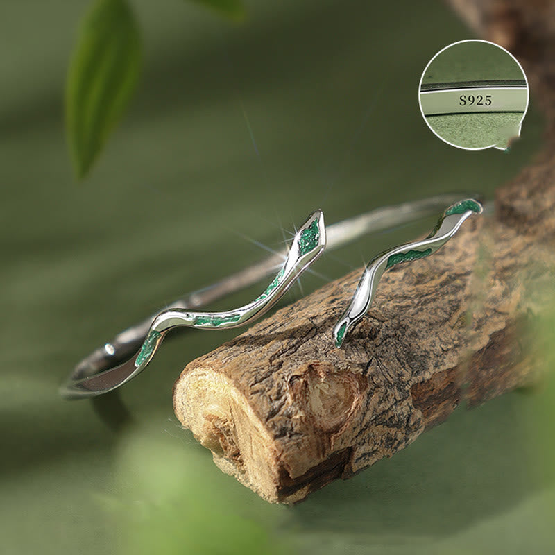 Pulsera brazalete con piedras de Buda en plata de ley 925, con esmalte de serpiente verde, artesanal, con el Año de la Serpiente y la calma. 