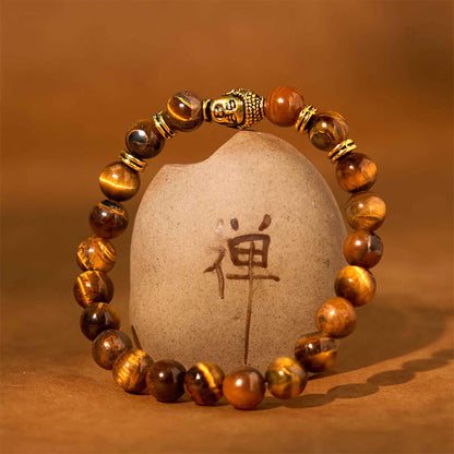 Buddha-Steine, blau, grün, rot, Tigerauge, Buddha-Kopf, Balance-Armband 