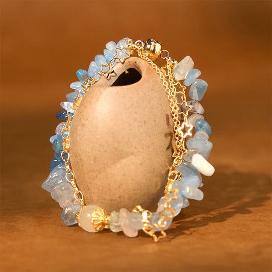 Buddha Stones Aquamarin Kies Design Stern Heilung Magnetschnalle Armband 