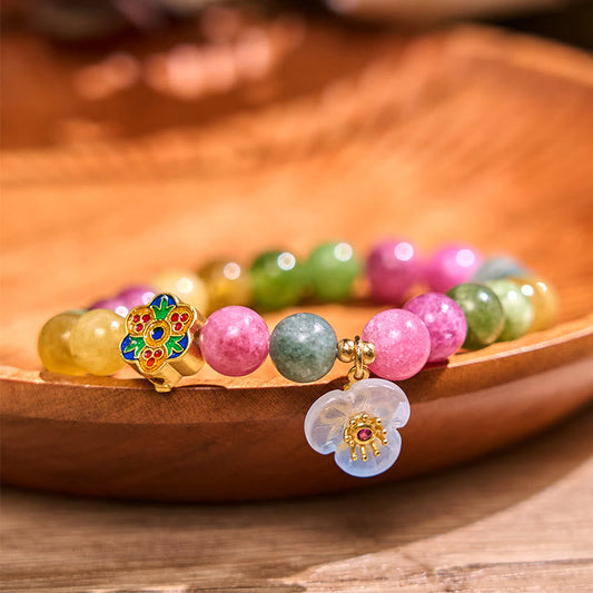 Pulsera de flor de la sabiduría con turmalina y piedras de Buda 