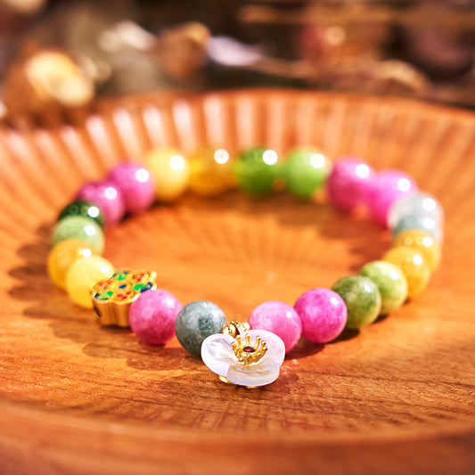 Pulsera de flor de la sabiduría con turmalina y piedras de Buda 