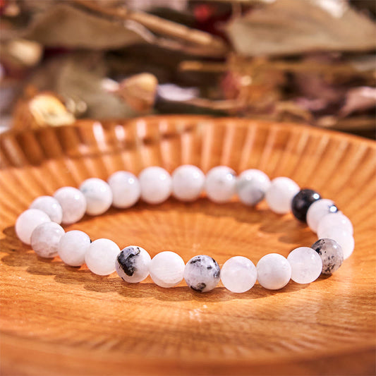 Pulsera de armonía de piedra lunar arcoíris y piedra de Buda