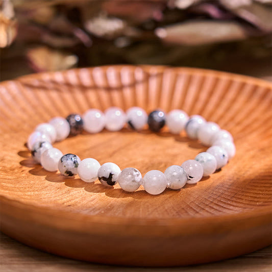 Pulsera de armonía de piedra lunar arcoíris y piedra de Buda