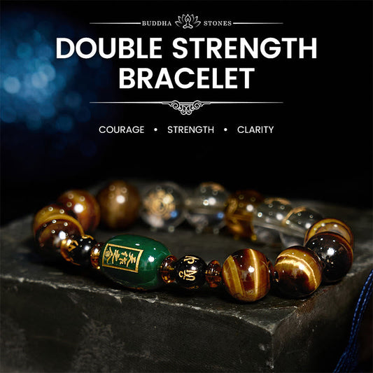 Buddha Stones Chinesisches Sternzeichen Tigerauge Weißer Kristall Mut Armband 