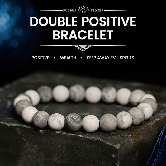 Buddha Stones Picasso Jaspis Weiß Türkis Mut Armband 