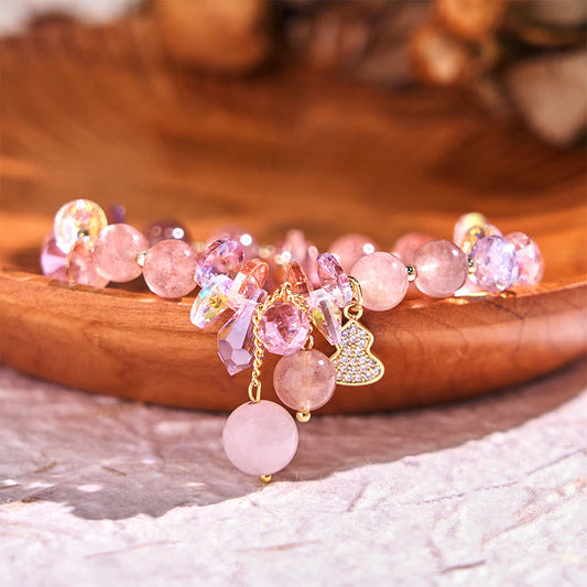 Pulsera positiva de calabaza de cristal de cuarzo fresa con piedras de Buda 