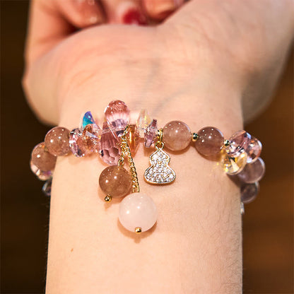 Buddha Stones Erdbeerquarz Kristall Kürbis Positives Armband 