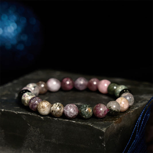 Pulsera positiva de turmalina arcoíris con piedra de Buda