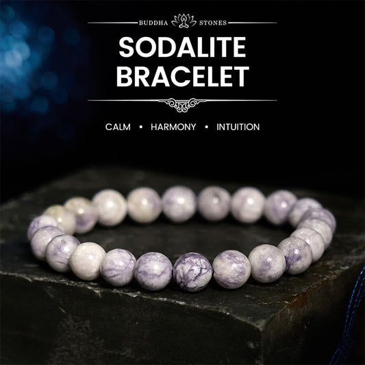Pulsera de armonía de sodalita con piedra de Buda