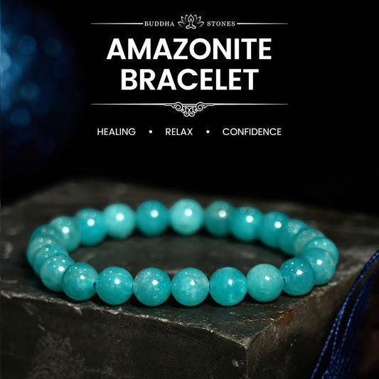 Pulsera de equilibrio positivo de amazonita y piedra de Buda