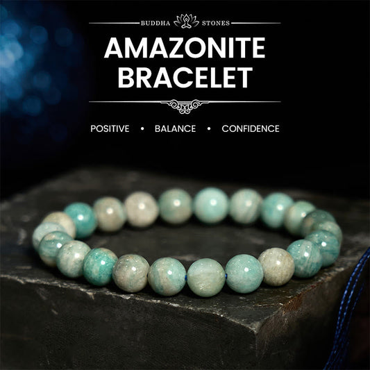 Pulsera de equilibrio positivo de amazonita y piedra de Buda